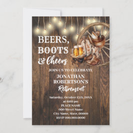 Invitación Cervezas de jubilación Botas y Cheers Fiesta Occid
