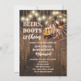 Invitación Cervezas de jubilación Botas y Cheers Fiesta Weste