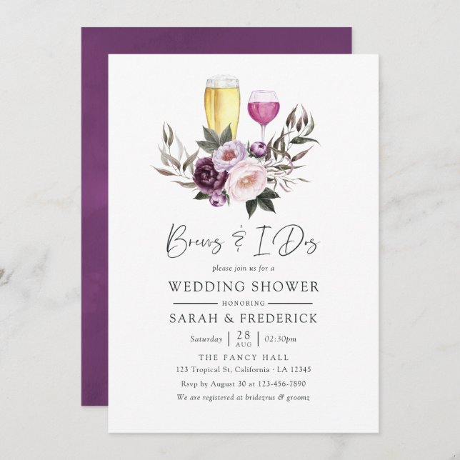 Invitación Cervezas Florales de Terciopelo Profundo Antes de  (Anverso / Reverso)