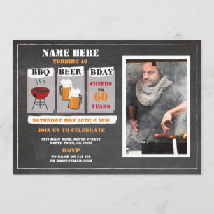 Invitación Cervezas para barbacoa Cumpleaños Chalk Mens Foto 