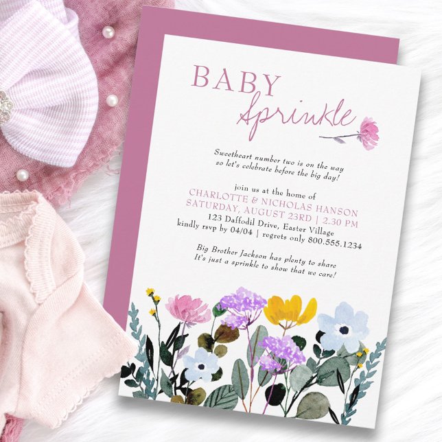 Invitación Césped silvestre Bonito Baby Sprinkle (Baby Sprinkle Invitation with personalized poem)