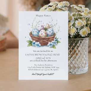 Invitación Cesta con huevos decorativos y caza de huevos 2