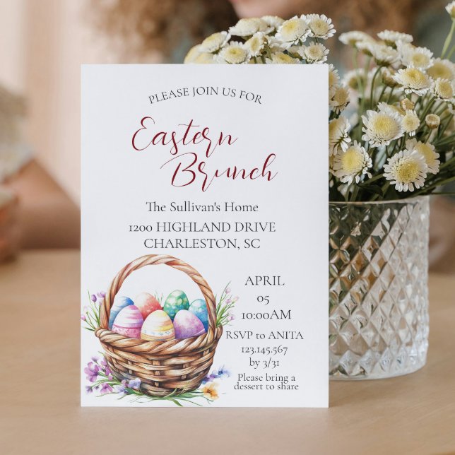 Invitación Cesta con huevos y brunch de Pascua (Subido por el creador)