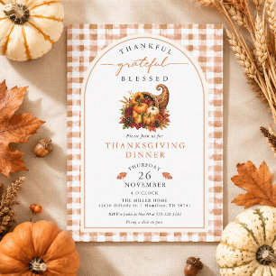 Invitación Cesta de Acción de Gracias de acuarela de otoño a