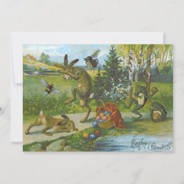 Invitación Cesta de conejo de Pascua Huevo de color Rana