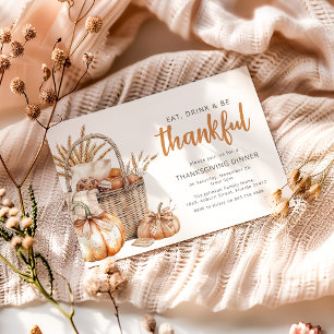 Invitación Cesta de cosecha de otoño   Día de Acción de Graci