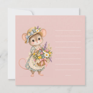 Invitación Cesta de flores silvestres de pequeño ratón