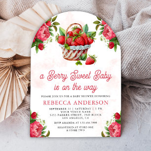 Invitación Cesta de fresa Berry Sweet Arch Baby Shower