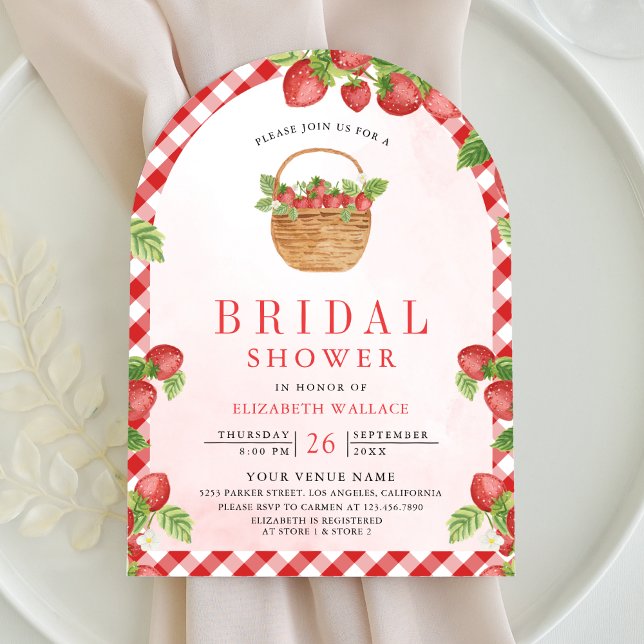 Invitación Cesta de fresa Berry Sweet Arch Bridal Shower (Subido por el creador)