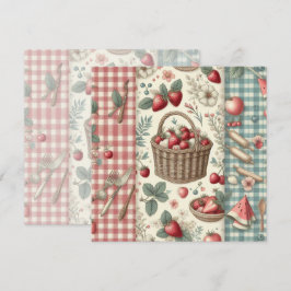 Invitación Cesta de Frutas Gingham Diversión