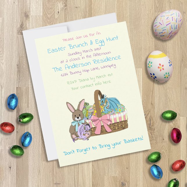 Invitación Cesta de Pascua de Dragones de Fantasía Llenos de  (Subido por el creador)