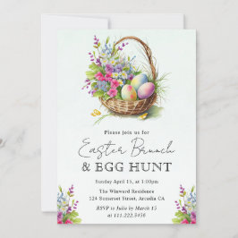 Invitación Cesta de Pascua de flores de primavera en acuarela