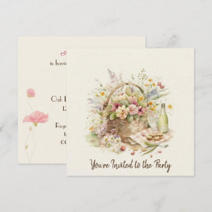 Invitación Cesta de picnic con fiesta de cumpleaños de botell