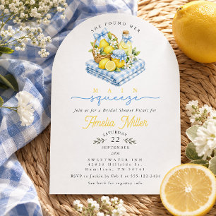 Invitación Cesta de picnic de cuadros azules Desayuno de boda