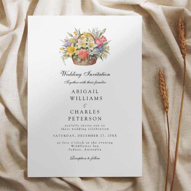 Invitación Cesta elegante de flores de boho Wildflowers (Subido por el creador)