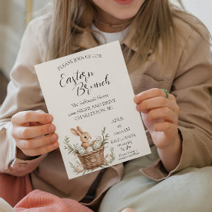 Invitación Cestas con huevos alrededor de la silla vieja Brun