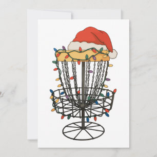 Invitación Cesto de Disc Golf Sombrero de Santa Luces de Navi