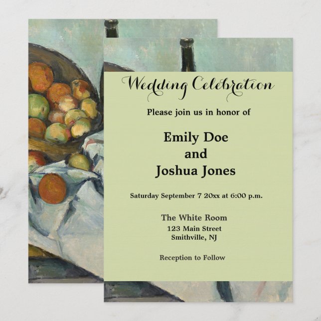 Invitación Cezanne Basket Apples Impresionsionist Art (Anverso / Reverso)