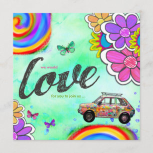 Invitación CG Hippy Tie Dye Invite Blue