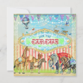 Invitación CG Magical Únete a Circus Vintage Stripes Boy