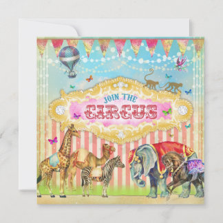 Invitación CG Magical Únete a las rayas de época del circo in