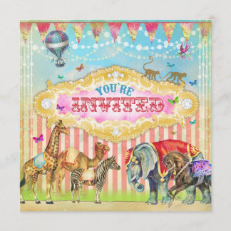 Invitación CG Magical Únete a las rayas de época del circo in