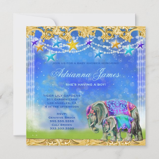 Invitación CG Magnífico niño elefante asiático (Anverso)