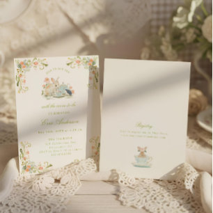 Invitación Chá de conejito de primavera con la futura mamá
