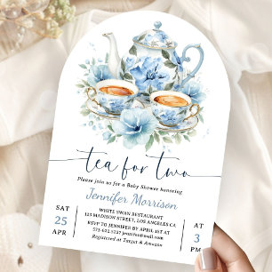 Invitación Chá Para Dos Baby Shower Niño Arco Azul Polvorient