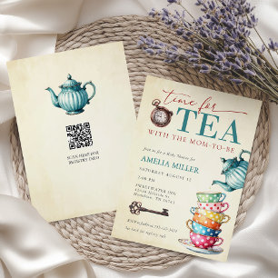 Invitación Chá Vintage con el Baby Shower de la futura mamá