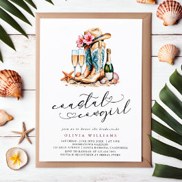 Invitación Chacha costera moderna acuarela ducha de novia