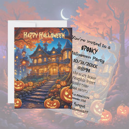 Invitación Chalet fantasmal en el bosque, calabazas, Hallowee