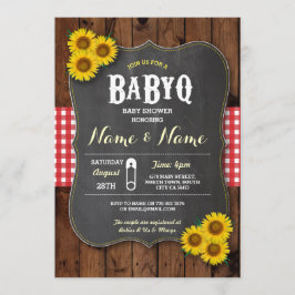 Invitación Chalk BaByQ Baby Shower Invite a la Madera Roja