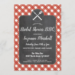 Invitación Chalk de Bridal Shower BBQ invita a Red Gingham