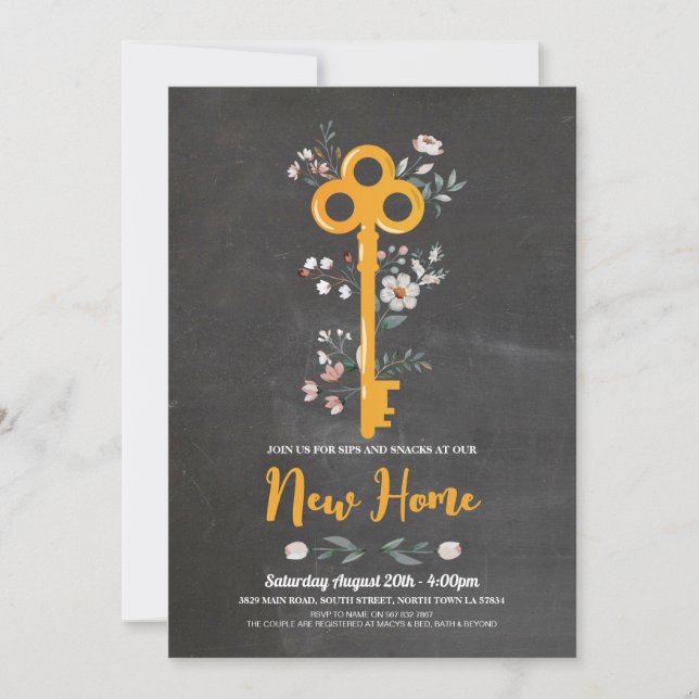 Invitación Chalk de la nueva casa para el calentamiento de la (Anverso)