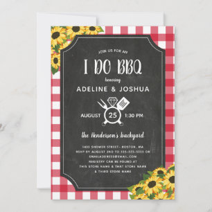 Invitación Chalk Gingham Sunflowers I Do BBQ Couple's Shower