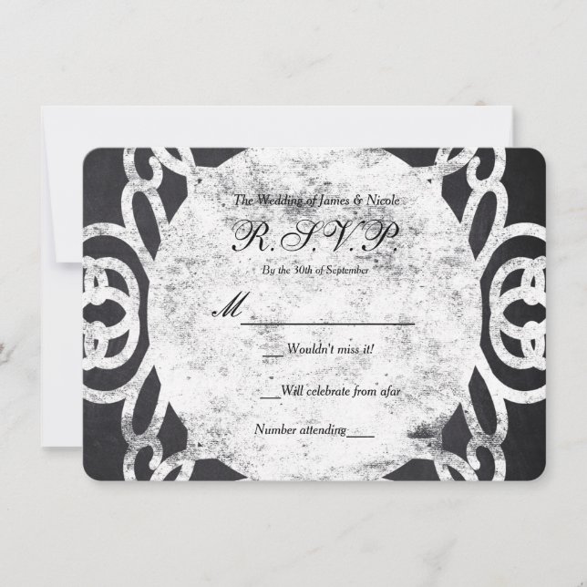 Invitación Chalk Vintage Frame Elegant Wedding RSVP Card (Anverso)