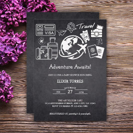 Invitación Chalkboard Adventure espera Baby Shower