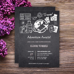 Invitación Chalkboard Adventure espera Baby Shower