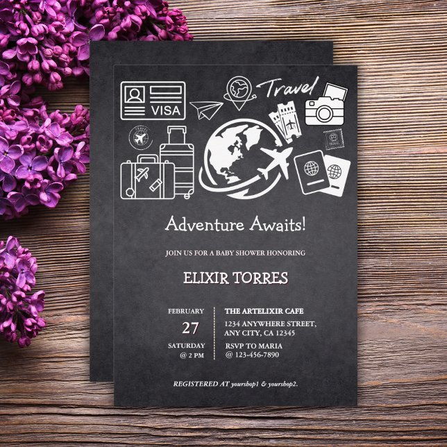 Invitación Chalkboard Adventure espera Baby Shower (Subido por el creador)