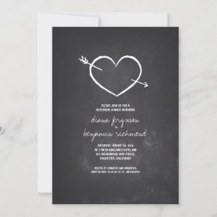 Invitación Chalkboard amor corazón ensayo rústico cena