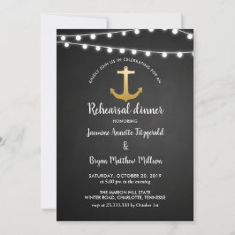 Invitación Chalkboard Anchor Faux Relieve metalizado dorado E