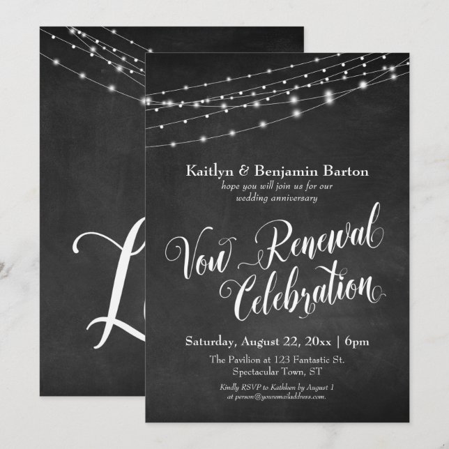 Invitación Chalkboard Anniversary Vow Renewal Celebration (Anverso / Reverso)