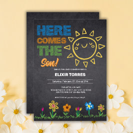 Invitación Chalkboard Aquí Viene El Baby Shower Del Hijo