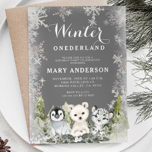 Invitación Chalkboard Arctics Winter Onederland Cumpleaños