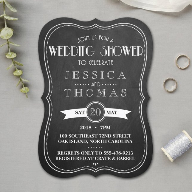 Invitación Chalkboard Art Deco Couple's Wedding Shower (Subido por el creador)