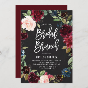 Invitación Chalkboard Autumn Floral Wreath Bridal Brunch