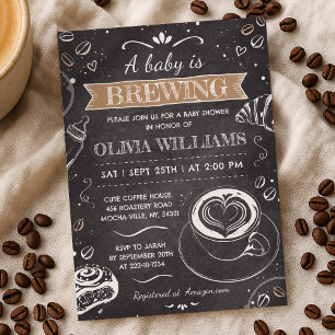 Invitación Chalkboard Baby Está Preparando Café Baby Shower