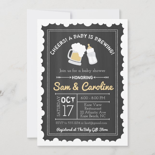 Invitación Chalkboard Baby prepara Baby Shower y burbujas (Anverso)