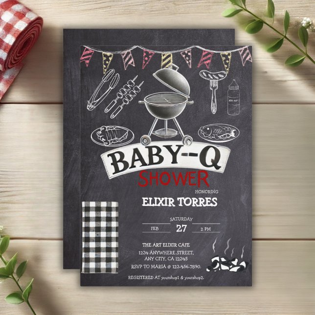 Invitación Chalkboard Baby-Q Grill Baby Shower (Subido por el creador)
